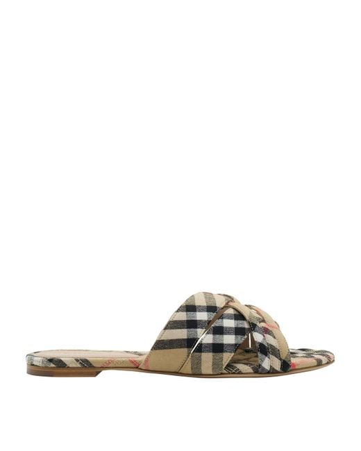 Burberry Natural Linen Check Cabana Slides