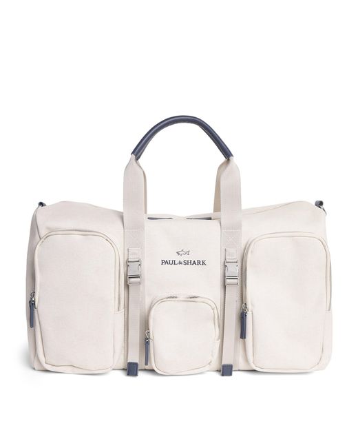 Paul & Shark White Cotton-Blend Canvas Duffle Bag for men