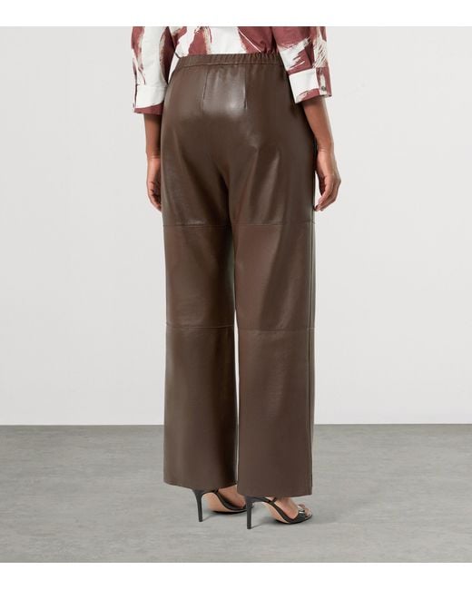 Marina Rinaldi Brown Leather Drawstring Trousers
