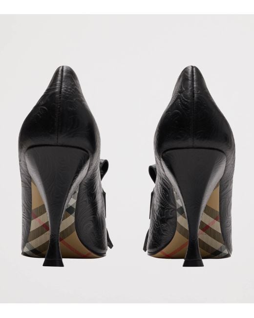 Burberry Black Leather Cameo Fringe Pumps 90