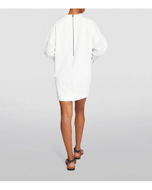 Max Mara White Jersey Tie-detail Mini Dress