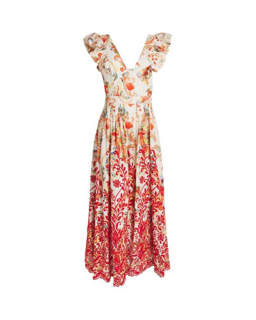 Etro Paisley Print Embroidered Maxi Dress