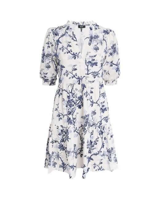 ME+EM Blue Cotton-Blend Floral Midi Dress