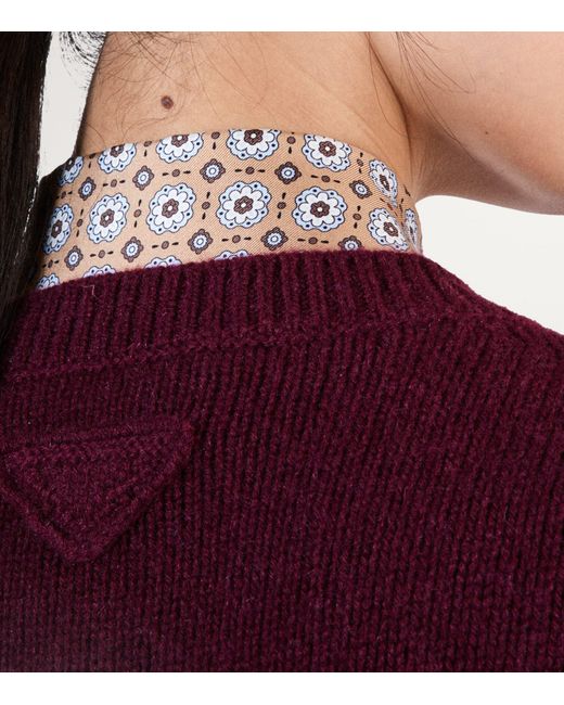 Prada Red Wool-Cashmere Crew-Neck Sweater