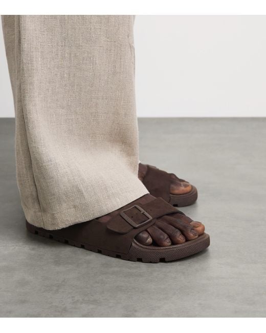 Boss Brown Faux Suede Surfley Slides for men