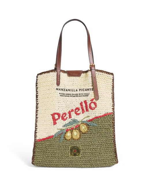 Anya Hindmarch Multicolor Large Leather-Raffia Olives Tote Bag
