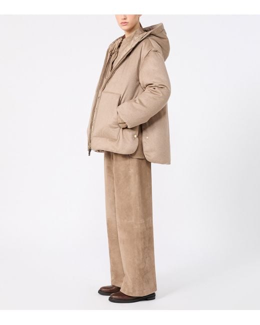 Max Mara Natural Suede Drawstring Trousers
