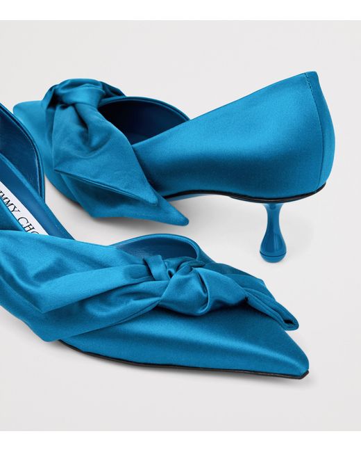 Jimmy Choo Blue Issy 50 Satin Pumps
