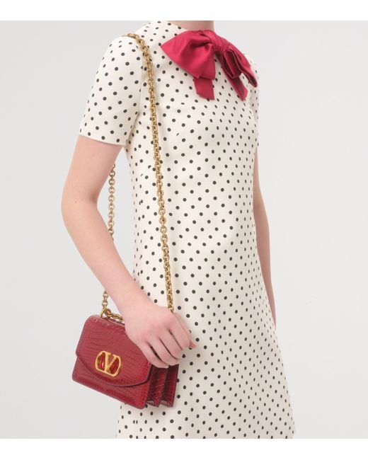 Valentino White Polka-Dot Bow-Detail Mini Dress