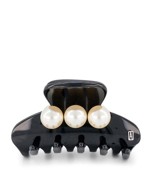 Alexandre De Paris Black Oversize Pearl-Detail Claw Hair Clip