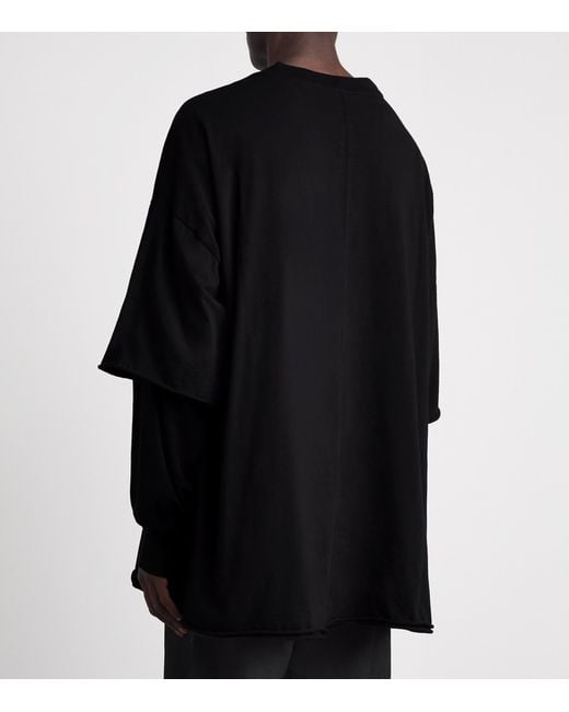 Rick Owens Black Oversized Tommy Hustler Hoodie for men