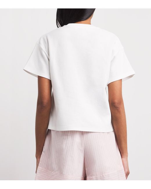 Claudie Pierlot White Cotton Piqué Embroidered T-Shirt