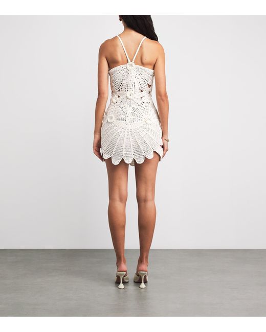 Cult Gaia Natural Linen Embroidered Fira Mini Dress