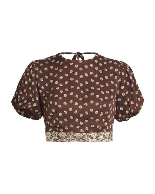 Claudie Pierlot Brown Printed Cropped Blouse