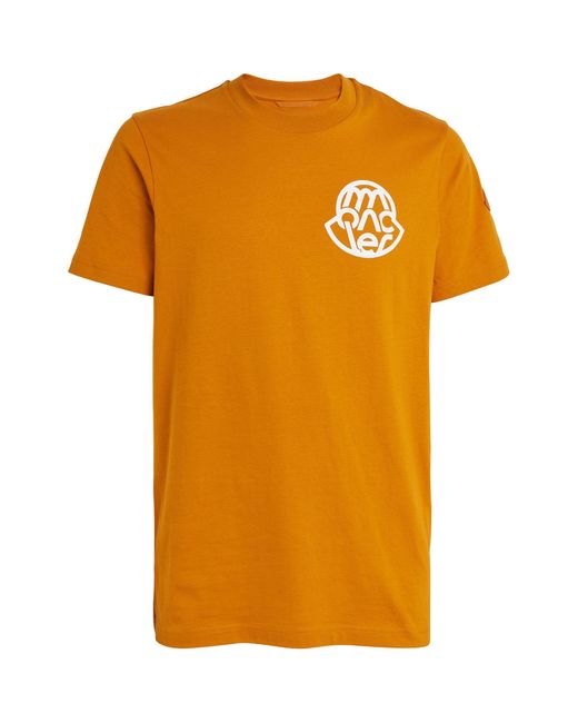 Moncler Orange Cotton Logo T-shirt for men
