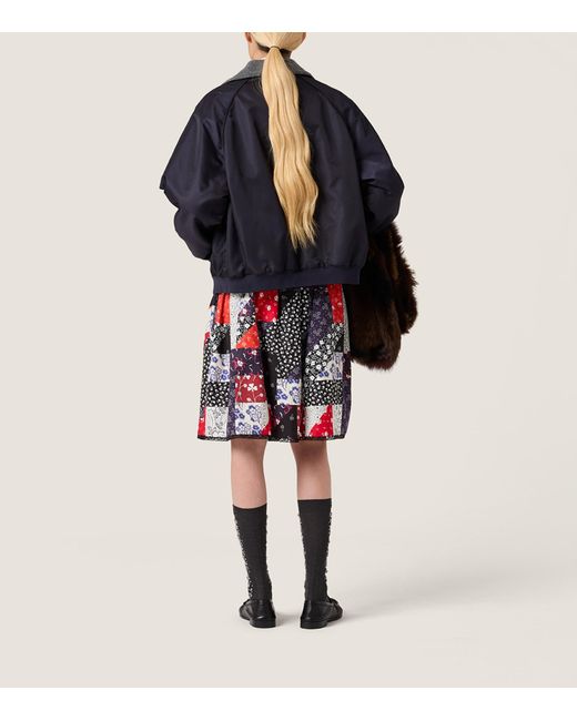 Miu Miu Blue Reversible Bomber Jacket