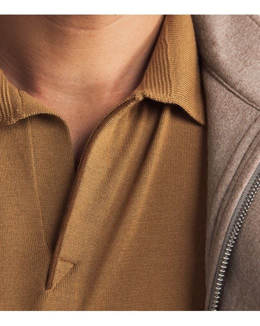 Sease Brown Virgin Wool Polo Shirt for men