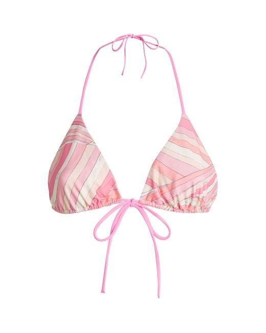 Emilio Pucci Pink Marmo Print Triangle Bikini Top