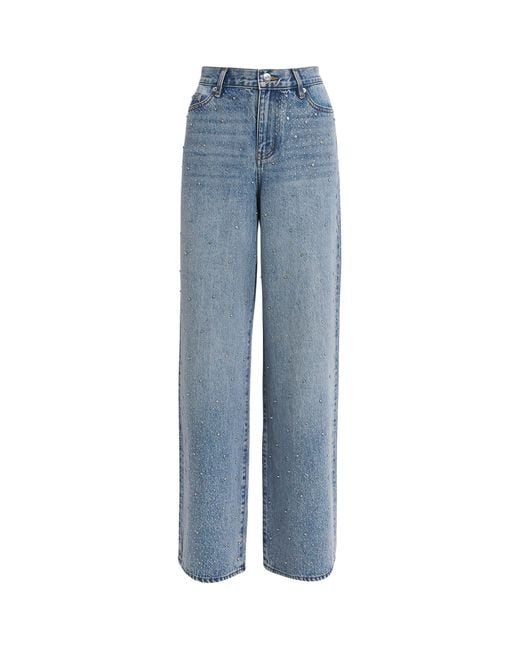 Maje Blue Rhinestone Wide-Leg Jeans