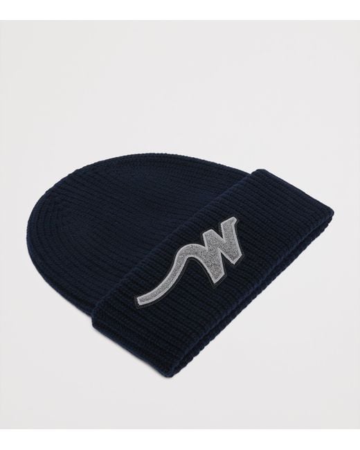Weekend by Maxmara Blue Virgin Wool Initial Beanie