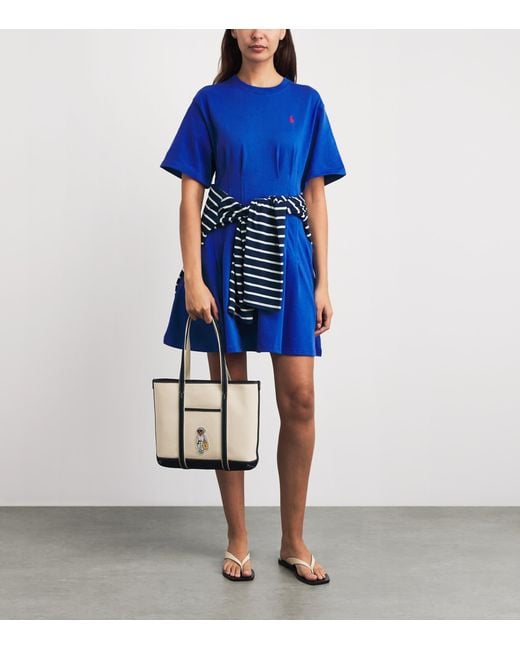 Polo Ralph Lauren Blue Cotton Shaped Mini T-Shirt Dress