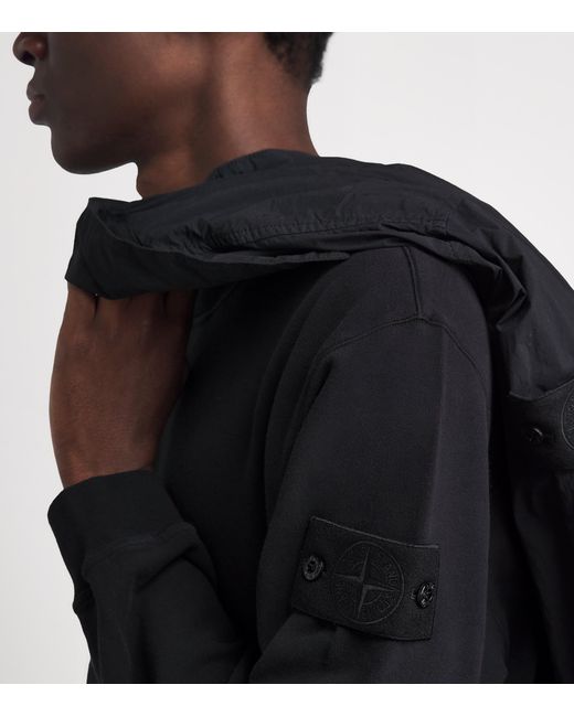Stone Island Black Cotton-Blend Ghost Sweatshirt for men
