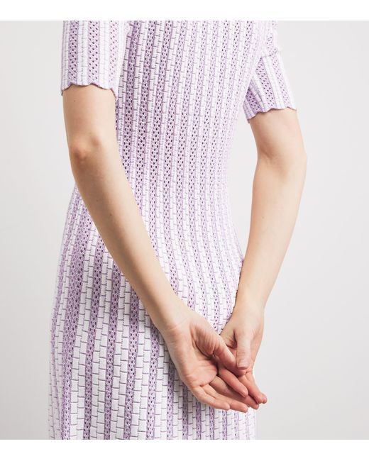 Valentino Purple Openwork Knit Margherita Midi Dress