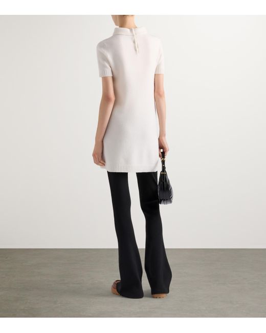 Prada White Wool-Fleece Knitted Mini Dress