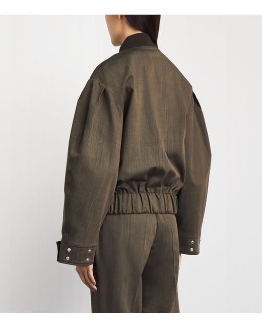 Ganni Green Wool Bomber Jacket