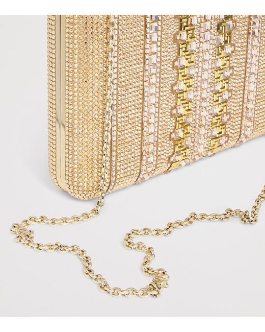 Judith Leiber Natural Crystal Lattice Slim Slide Clutch Bag