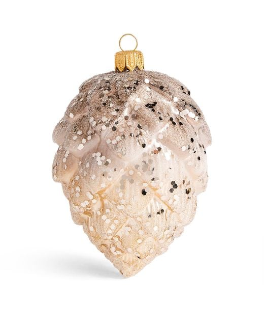 Harrods Natural Glitter Acorn Tree Decoration