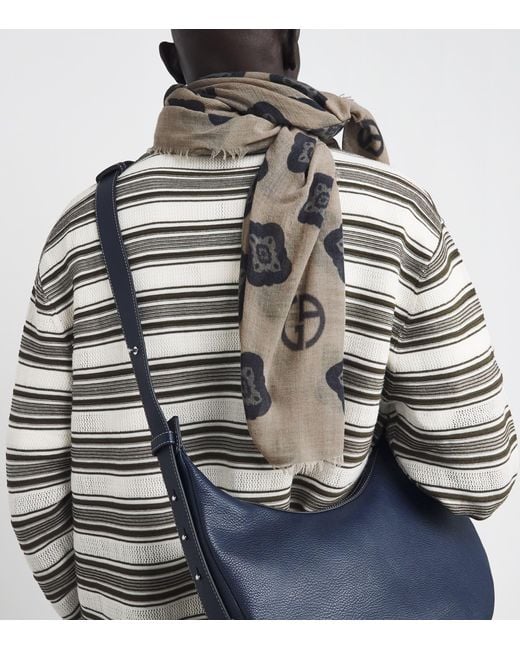 Giorgio Armani Gray Virgin Wool-Yak Wool Printed Foulard for men
