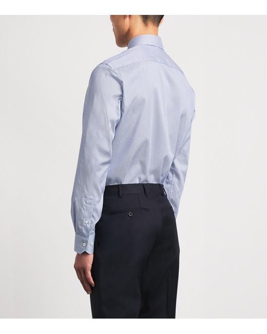 Pal Zileri Blue Cotton Stripe Shirt for men