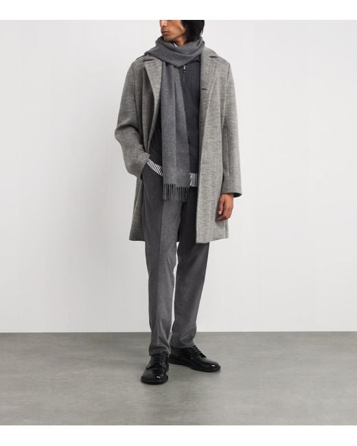 Corneliani Gray Virgin Wool Quarter-Zip Polo Sweater for men