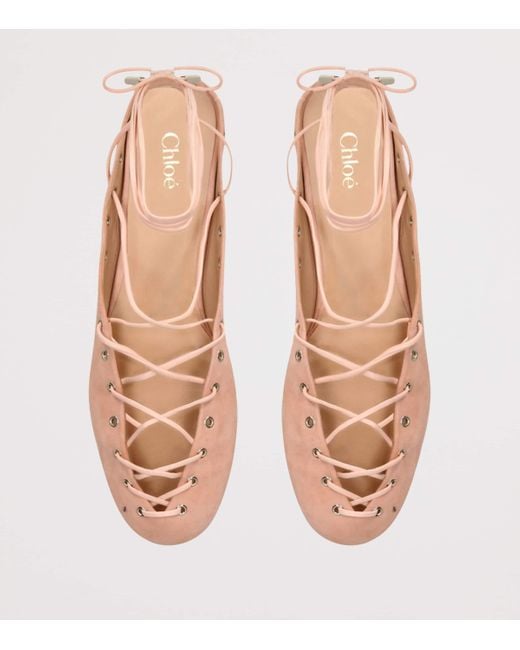 Chloé Natural Leather Ghilies Ballet Flats