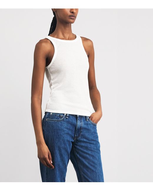 Skims White Semi-Sheer Ribbed Tank Top