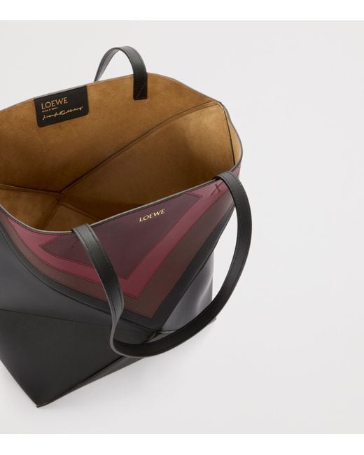 Loewe Purple X Albers Medium Leather Puzzle Fold Tote Bag