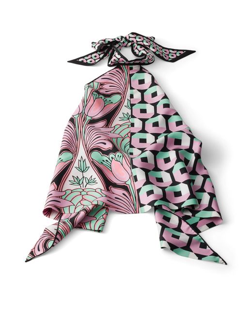 Prada White Silk Printed Halterneck Top