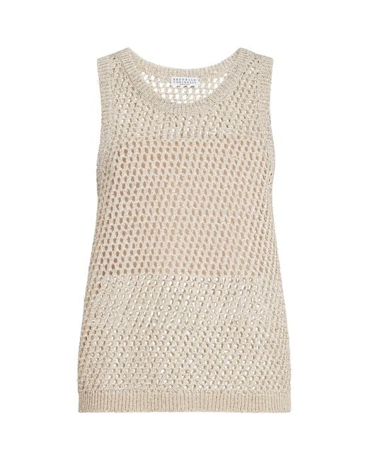 Brunello Cucinelli Natural Dazzling Open-Knit Top