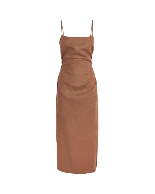 Sir Brown Linen Tommy Midi Dress