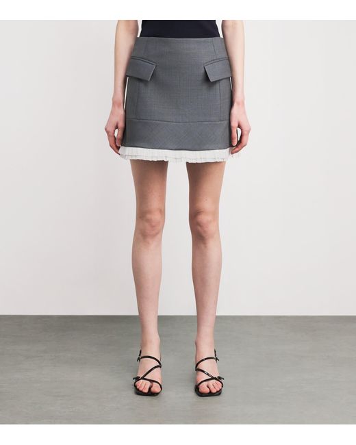 Maje Gray Wool-Blend Mini Skirt