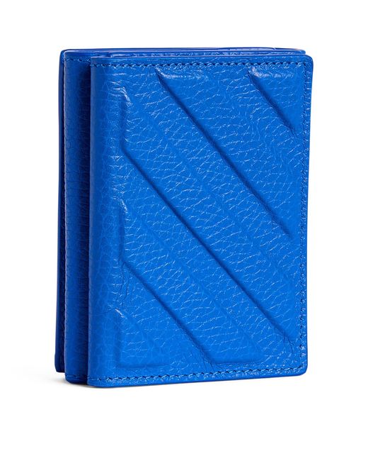 Off-White c/o Virgil Abloh Blue Leather Diagonals Compact Wallet for men