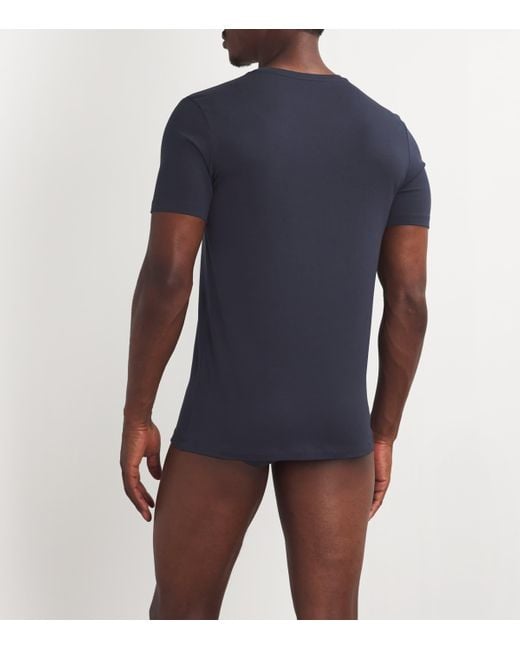 Falke Blue Cotton-Blend Daily Comfort T-Shirt for men