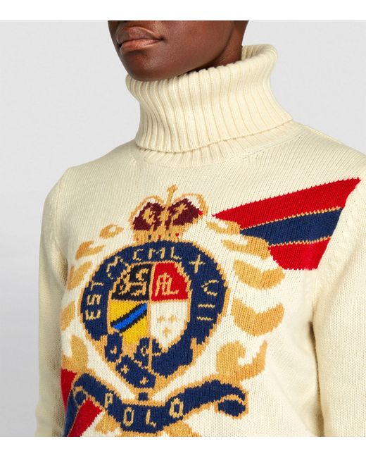 Polo Ralph Lauren White Wool Crest Rollneck Sweater