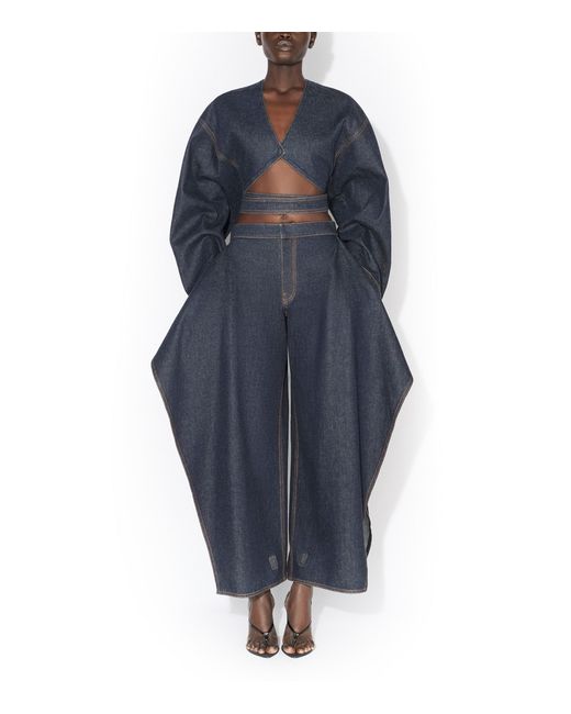 Alaïa Blue Flap Open-Leg Jeans