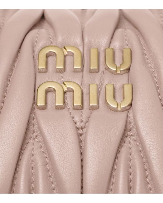 Miu Miu Pink Small Matelassé Leather Wander Top-Handle Bag