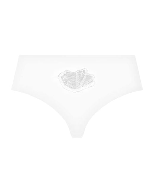 Hanro White Cotton Lace-Detail Rosaria Briefs