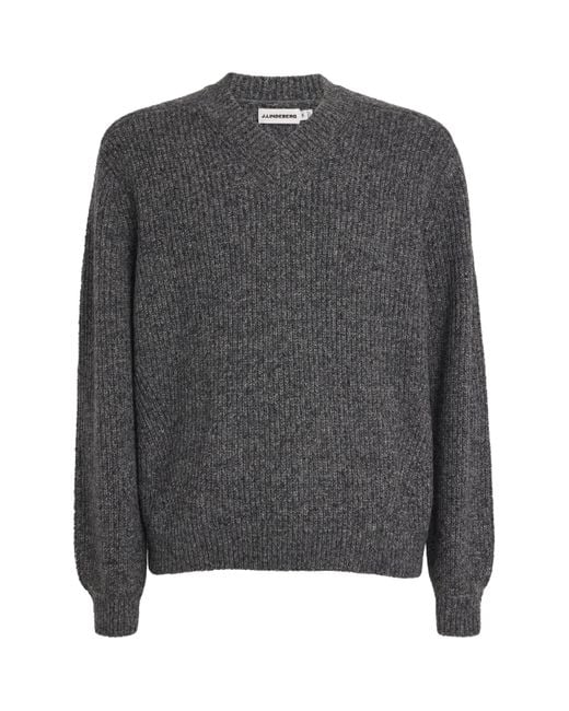 J.Lindeberg Gray Wool-Blend Vitor Sweater for men