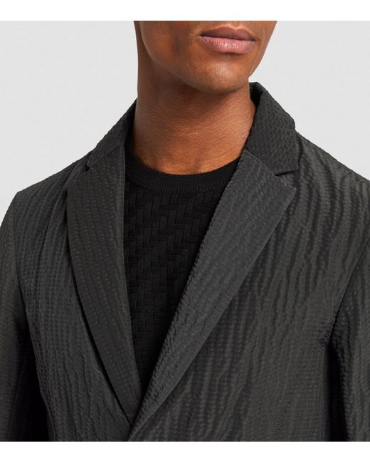 Emporio Armani Black Textured Single-breasted Jacket for men