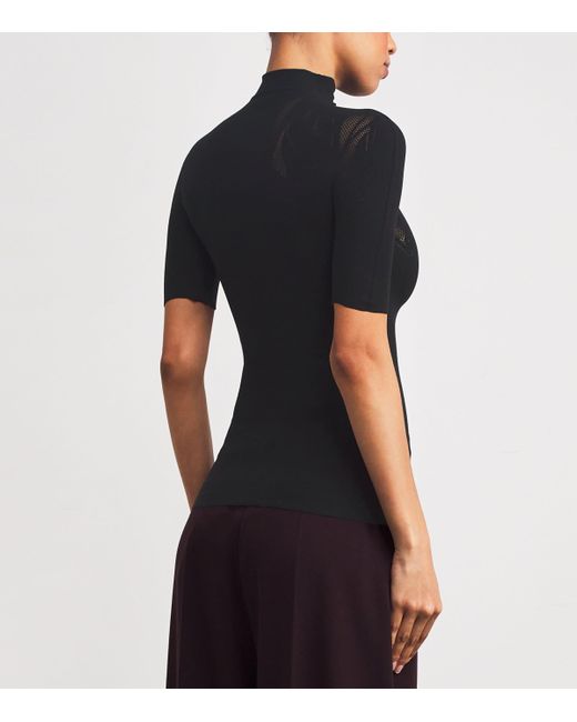 Wolford Black Rose Mock-Neck Top